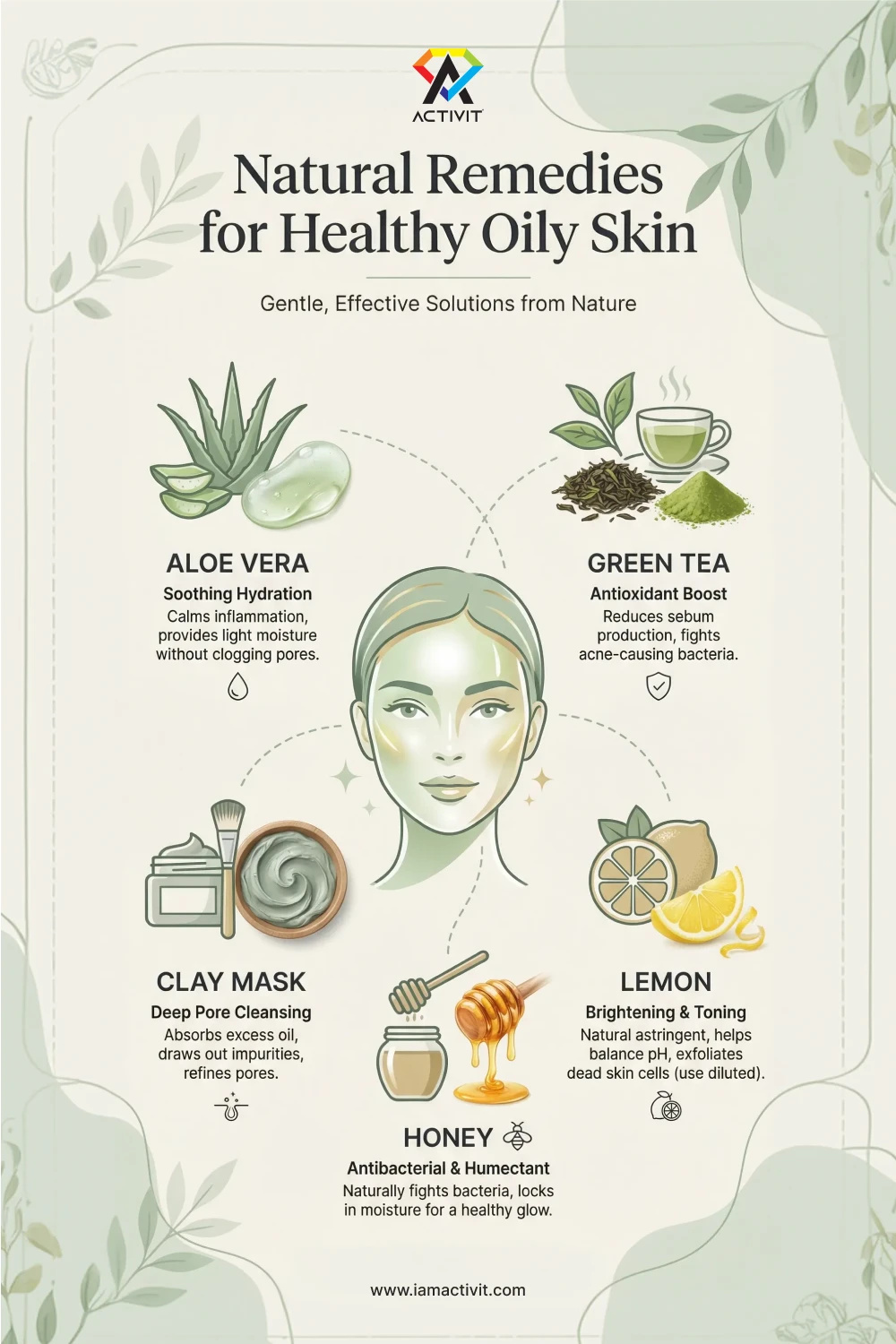 Natural Remedies for Healthy Oily Skin branding graphic design