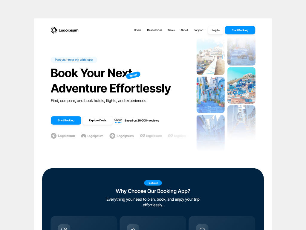 Booking App Landing Page design landing page travel ui ui design uix website