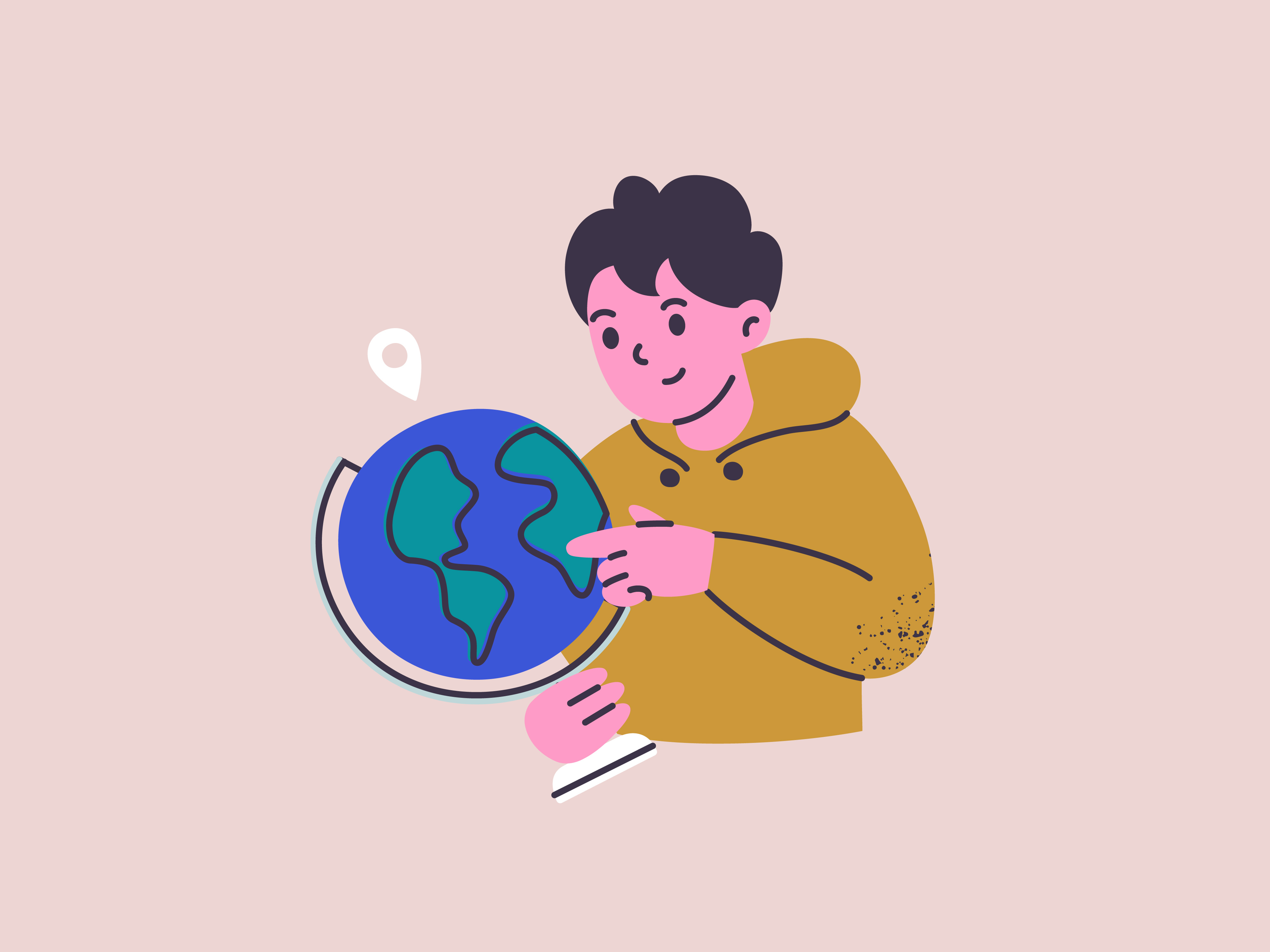 Little Boy with Globe boy character child classroom colorful cute education flat illustration learning school science student vector