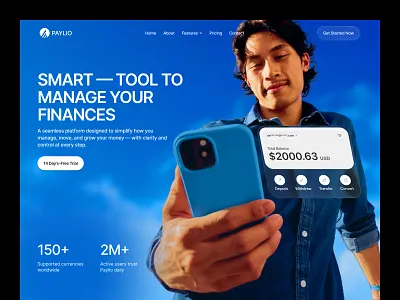 Paylio - Finance Management Website bank banking best ui ux designer currency exchange e wallet finance finance app finance landing page finance management finance website fintech fintech app fintech management fintech website design payment saas seative top ui ux design agency transaction wallet