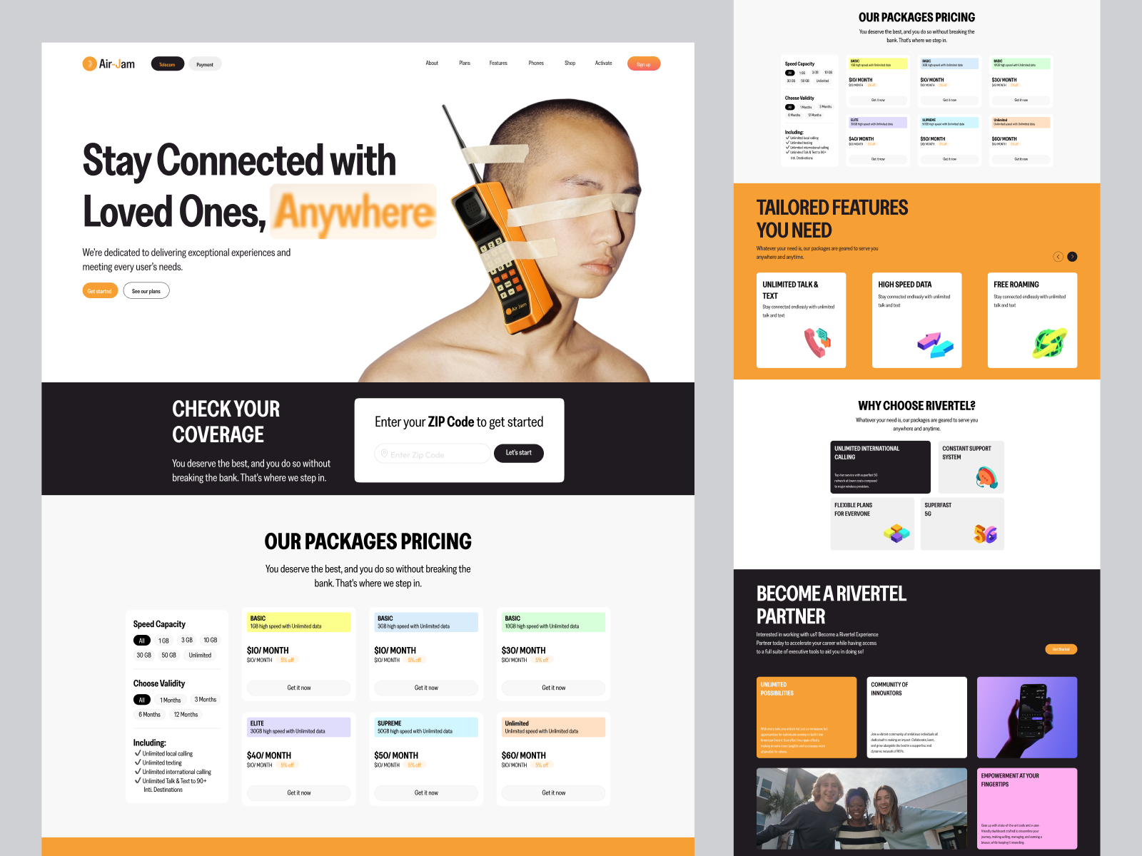 Telecom eSIM Landing Page — Bold SaaS UI Design esim esim landing page internet provider landing page landing page ui landing page ui design mobile network saas saas landing page saas website tech landing page telco telecom telecom landing page telecommunication telecommunications ui design ux design web design website design