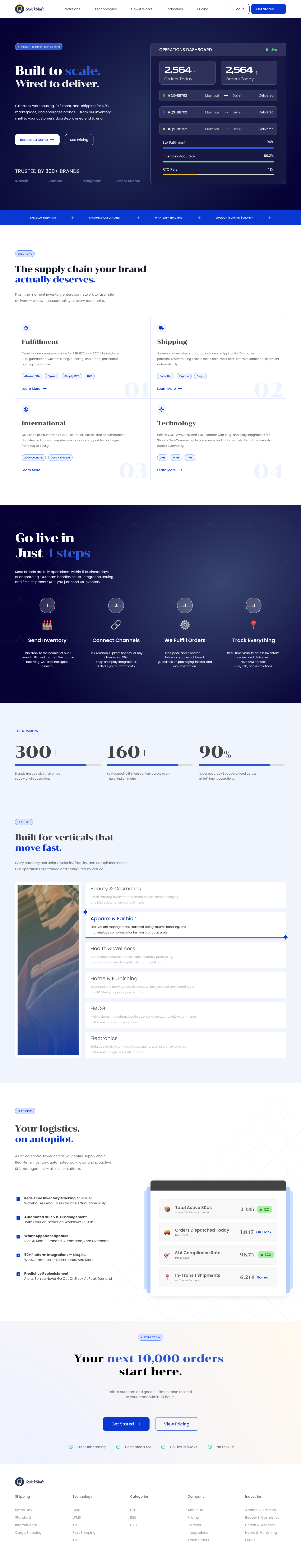 QuickShift — UX Redesign & Landing Page Concept Web | Logistics design typography ui ux