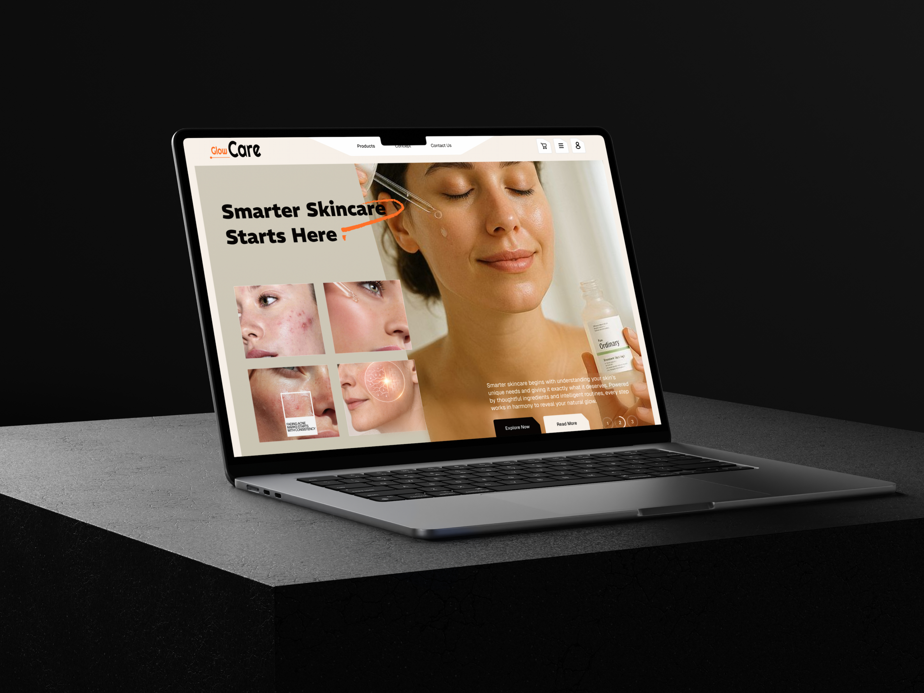 Smarter Skincare Starts with Glow Care app design beauty cleanui cosmetic dashboard design design ecommerce ecommers landing page hero section homepage interface landing page ui landingpage mobile app product design saas skincare uiux webdesign website
