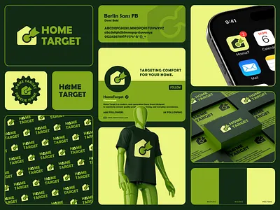 Home Target Logo & Branding Design abstract alamgirbrands brand identity branding business logo green branding green identity home logo home target logo hunting icon logo logo and branding logotype modern logo natural smart home logo sustainable target logo visual identity