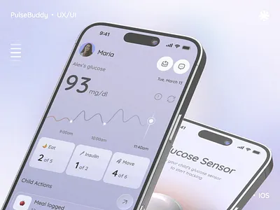 Mobile App Design for Diabetes Tracking – PulseBuddy ai health app animation app landing page health icon healthcare app healthcare app ideas healthcare icon ios ios app design ios ui medical app medical app design medical logo medical website design mobile app ui mobile ux phenomenon studio tracking design tracking icon wellness app