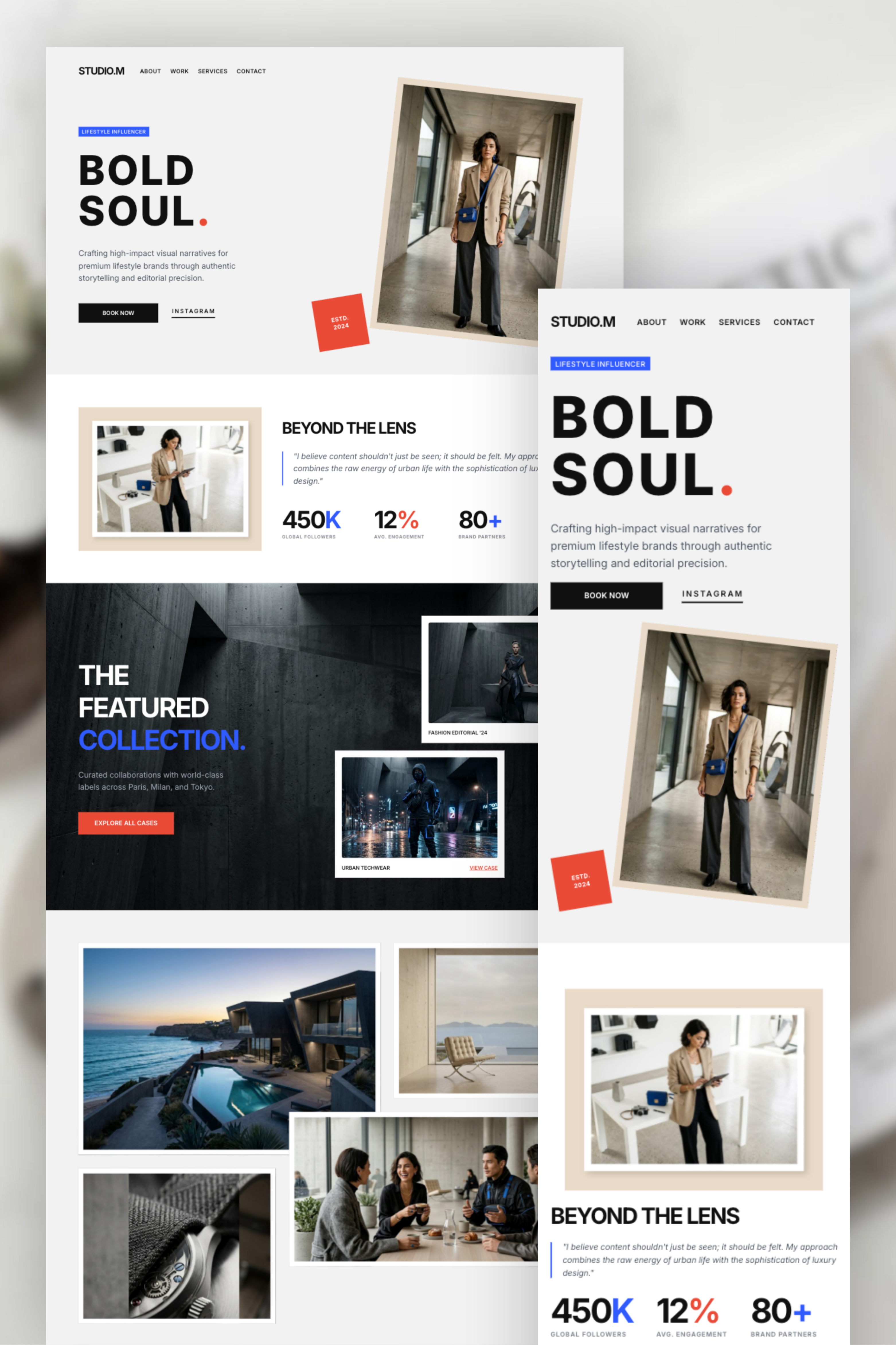 UGC Creator Portfolio Website Template | Canva Landing Page brand deals canva template clean layout content creator creative portfolio digital product influencer landing page marketing kit media kit minimalist design mobile optimized press kit professional portfolio social media ugc creator ugc portfolio ui design web design website design