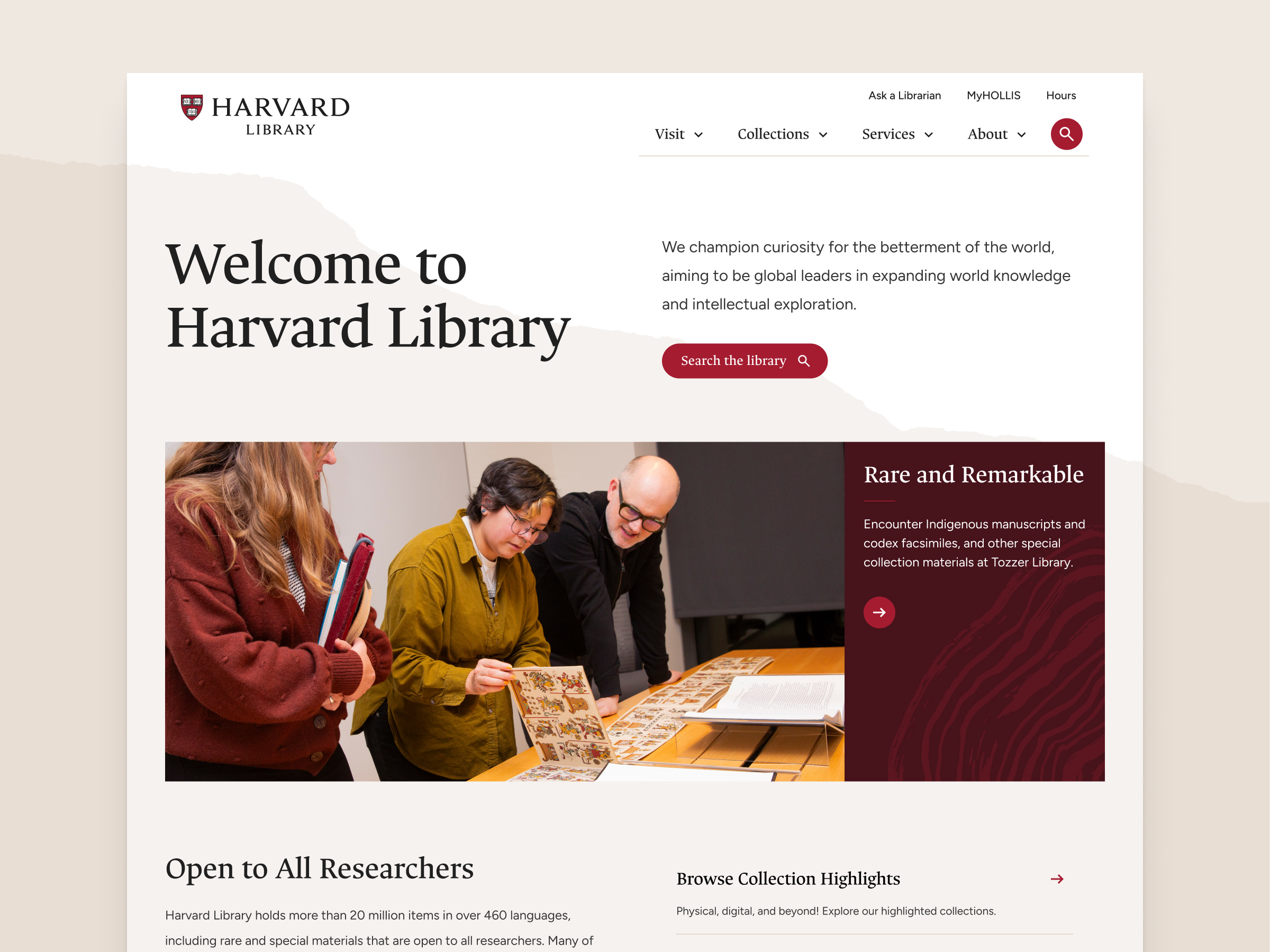 Example of Harvard Library Website