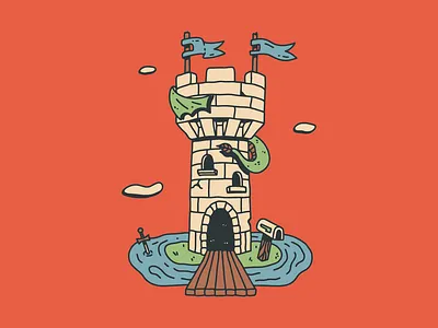 The Tower cartoon cartoon art castle comic comic art design doodle doodle art dragon hand drawn illustration tower