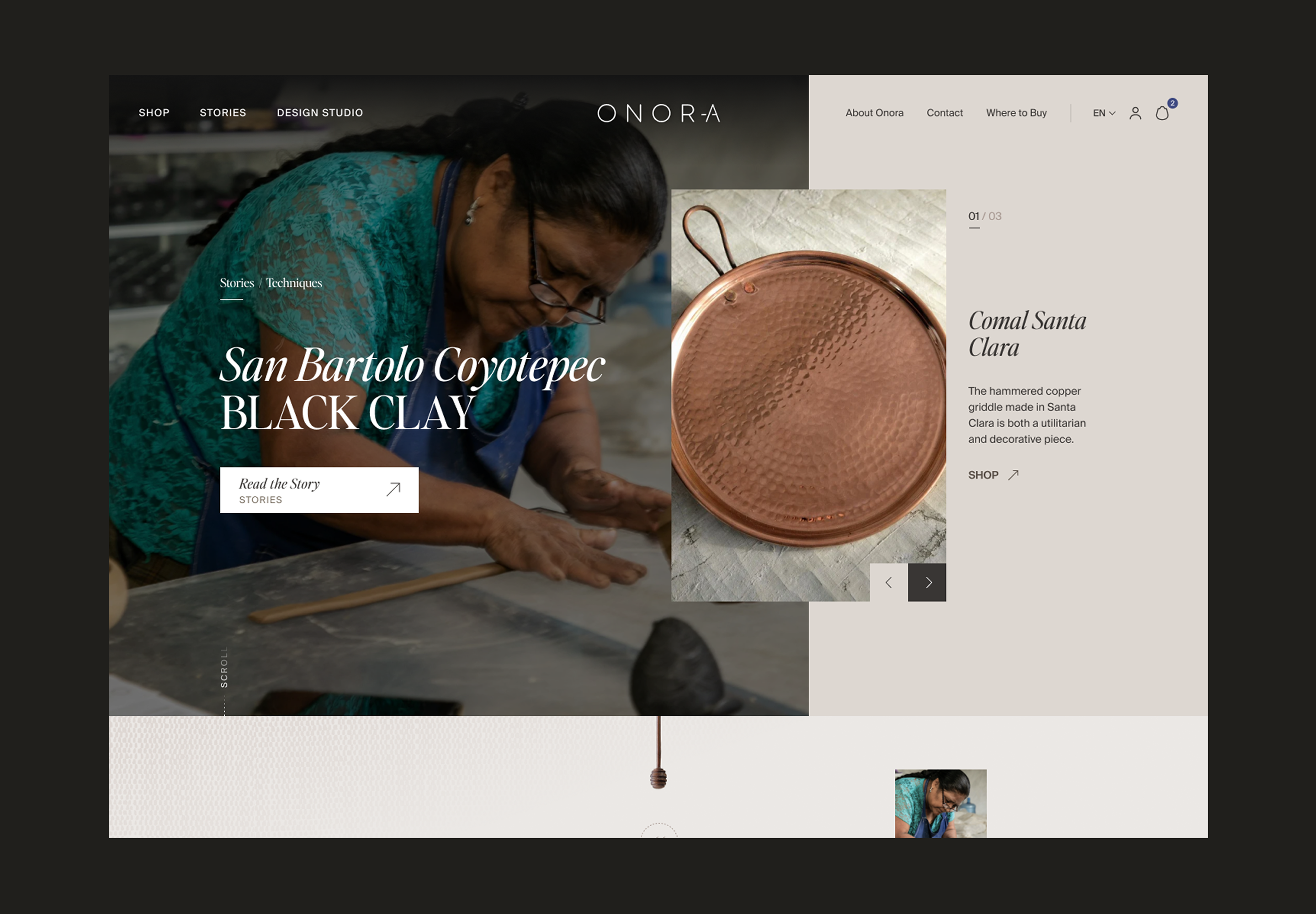 Onora ecommerce design typography ui ux web website