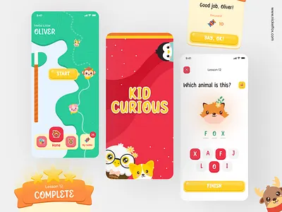 Kindergarten Learning UI - Mobile App child children classes courses kids illustration online course