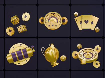 Golden Casino 3D Icons Pack