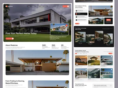 Modern Real Estate Landing Page UI figma design home rental landing page minimal ui modern ui property website real estate real estate app real estate landing ui design ux design website design