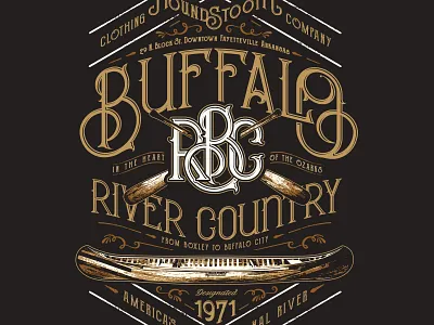 Houndstooth Clothing Co. Buffalo River Country Apparel Line adobe illustrator adobe photoshop apparel design canoe design graphic design illustration merch design outdoor screen printing spot color t shirt design vintage apparel