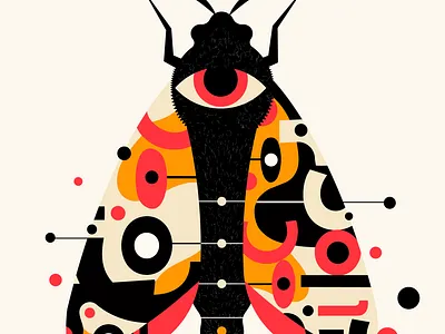 Mothello bauhaus design geometric illustration insects moth mothart typography vector