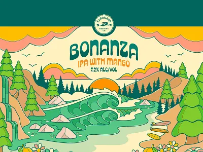 Surf Illustration Beer Can Design | Bonanza • Coronado Brewing C beach design beer can design beer can graphic designer ocean art pnw design surf artist surf contest design surf designer surfing design wave artwork