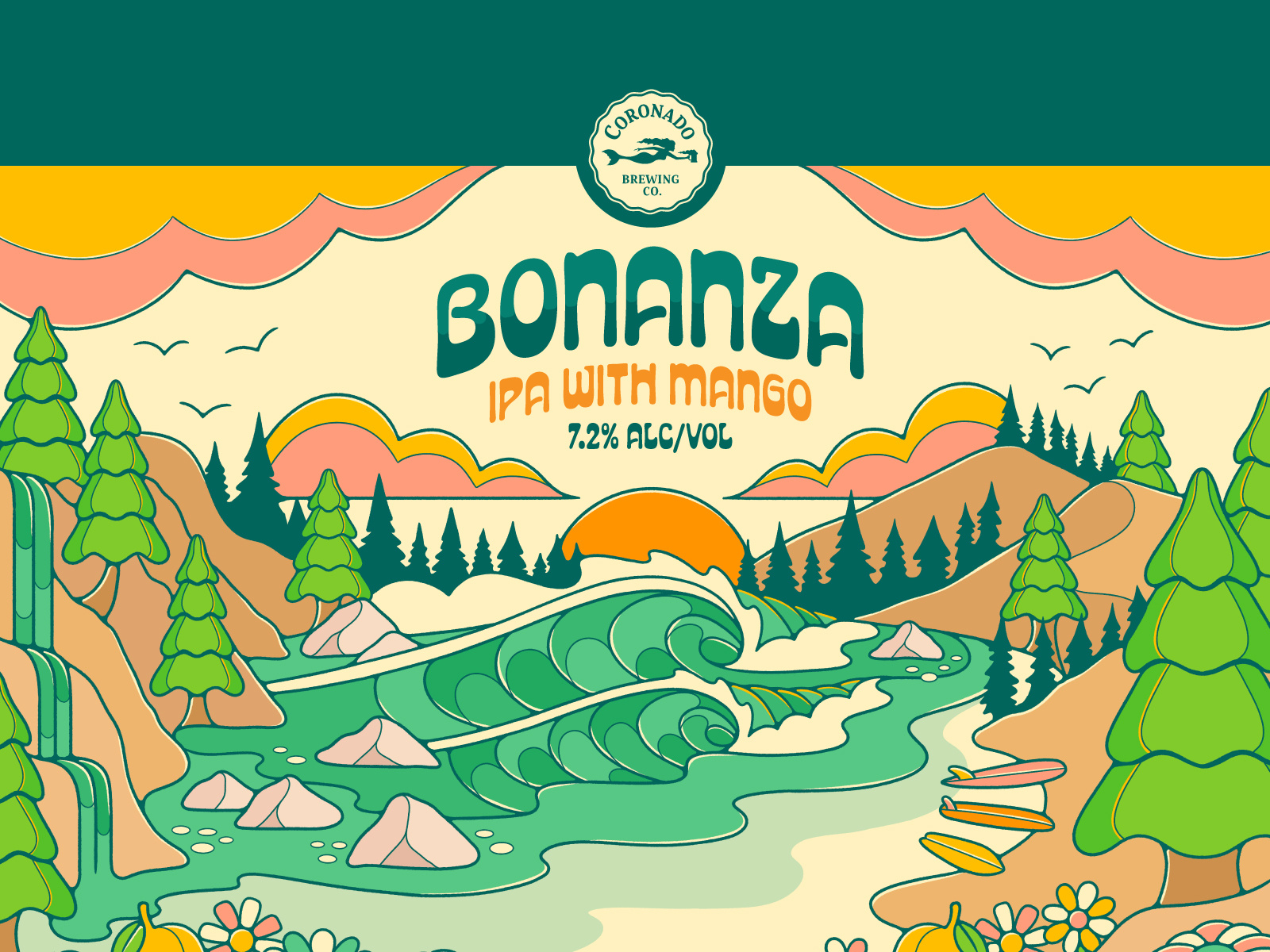 Surf Illustration Beer Can Design | Bonanza • Coronado Brewing C