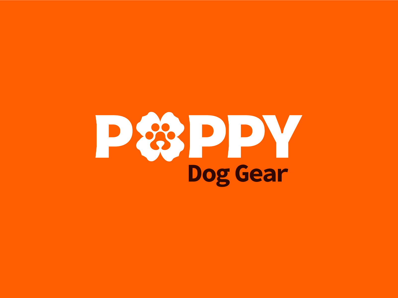 Poppy Dog Gear Logo brand identity branding design dog gear dog logo flower logo graphic design illustration lettering logo paw print typography vector