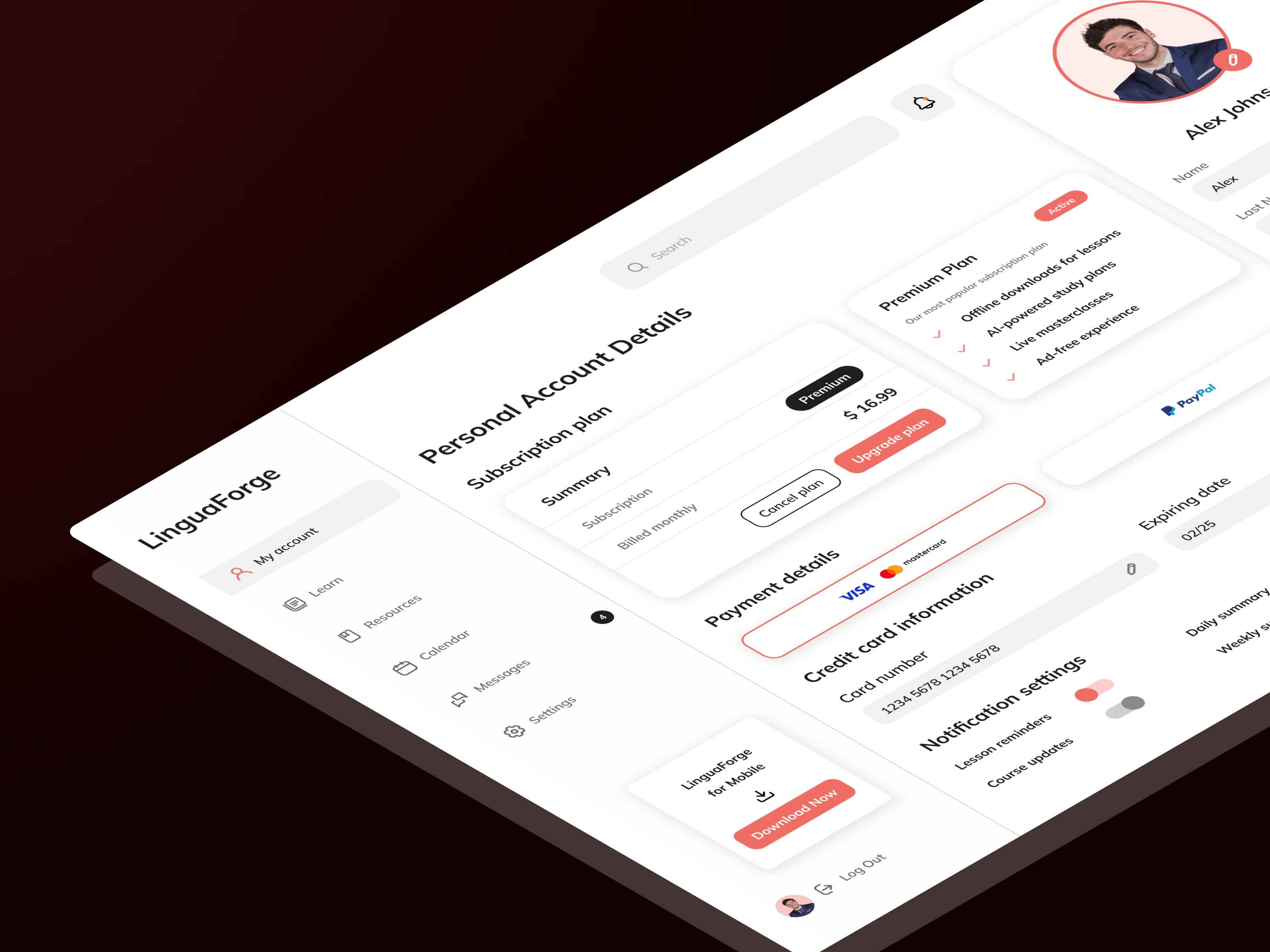 LinguaForge — Dashboard for Language Learning Platform