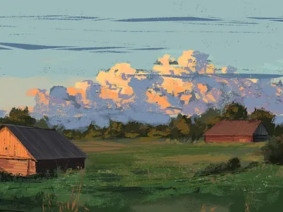 Countryside clouds drawing digital drawing digital painting nature illustration landscape landscape painting nature drawing realistic scenery study