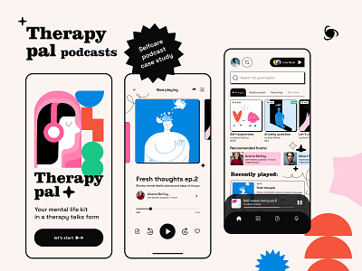 Therapy Pal Podcast Platform Case Study: web and mobile app app clean clean web design design hero header landing page modern website ui user interface ux web web design website design