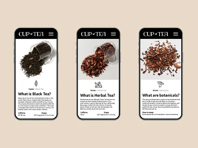 Cup of Tea (Clackamas, OR) Mobile branding cup of tea icons interface design layout mobile design tea tea shop web design