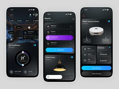Smart Home Control App UI - IoT Control Interface app design automation app control app dashboard app device control glass morphism iot app mobile app smart device smart home smart living tech app ui ux