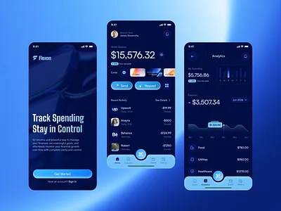 Fintech Mobile App UI app ui dark theme dashboard design finance app fintech app mobile app ui
