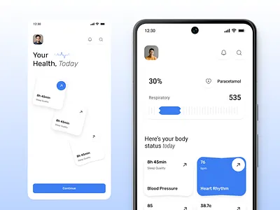 Smart Health Tracking App app deisgn clean ui mobile app modern ui ui deisng uiux uiux deisng user experience user interface ux deisng