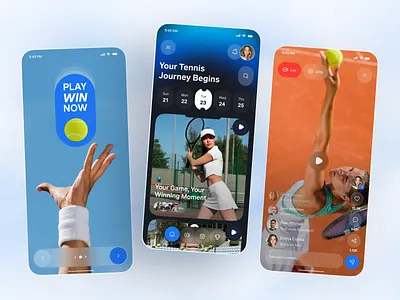 Sports App UI — Tennis Training, Live Matches & Social Feed app design fitness app live streaming social app sports sports app sports training sports ui startup app tennis app training app ui web