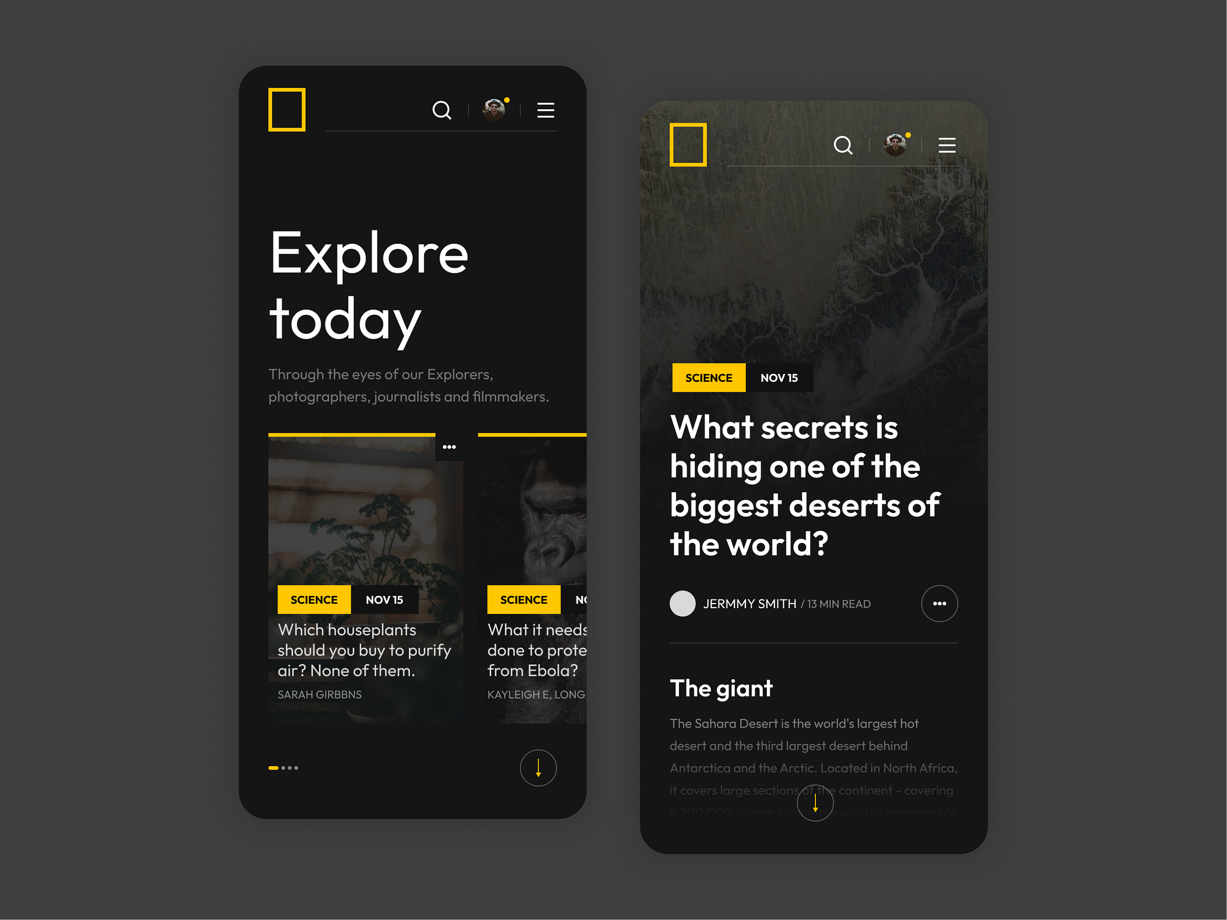 National Geographic Mobile App UI by Oryx Design Studio on Dribbble