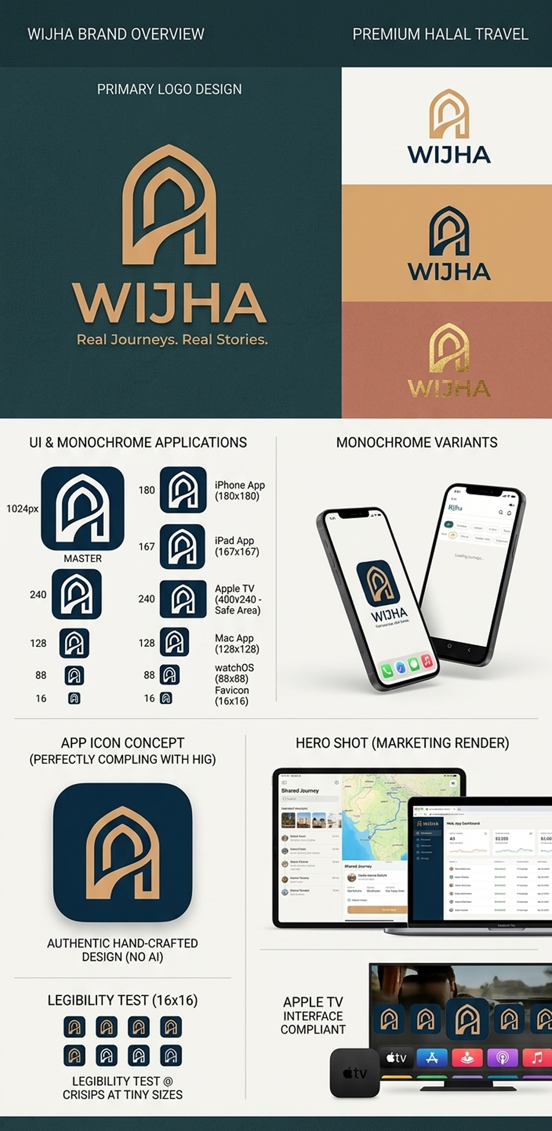 Wijha Luxury Halal Travel Brand & Visual Identity app icon design brand guidelines branding halal travel logo design luxury branding travel app typography ui kit visual identity
