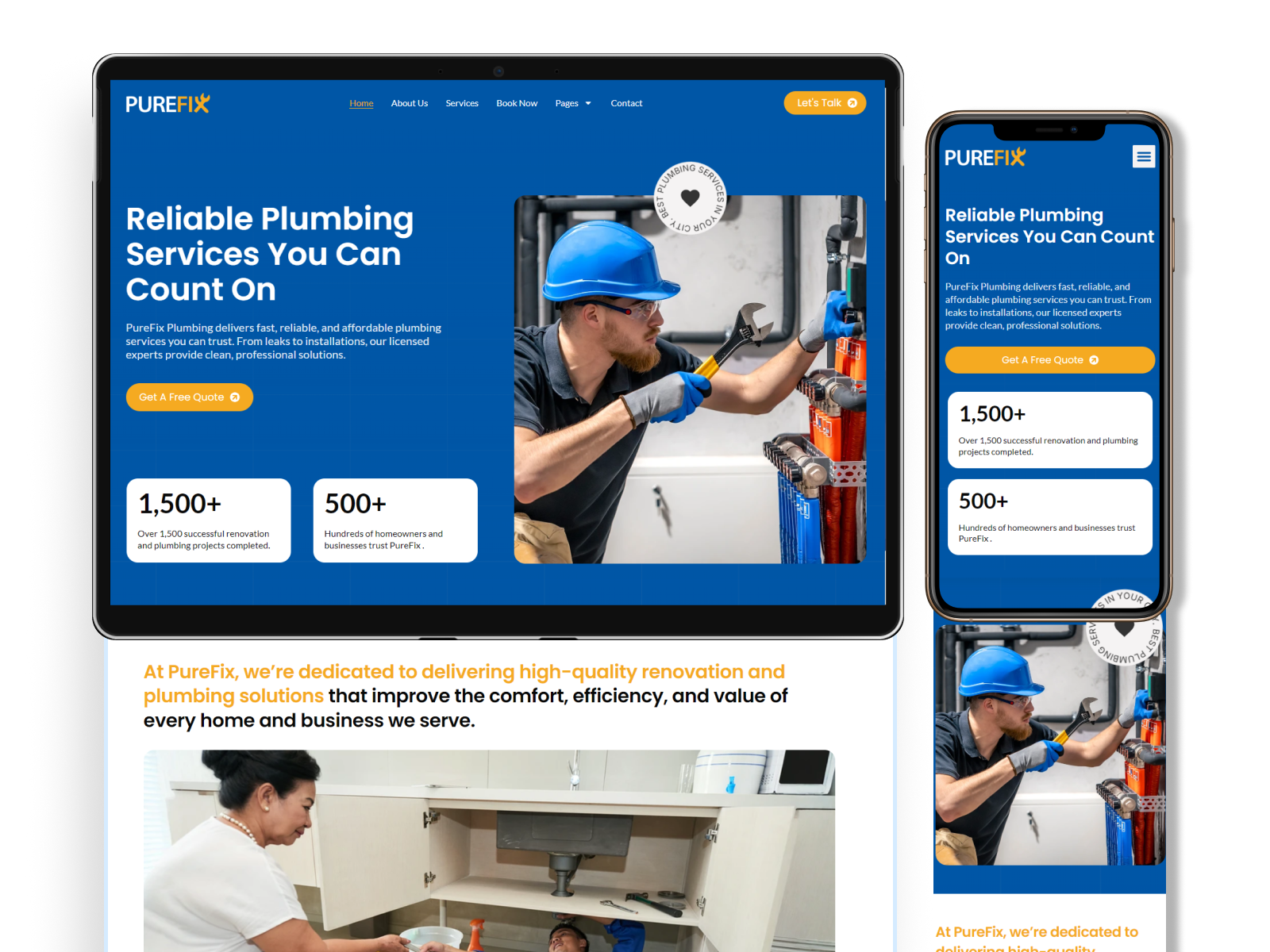 Plumbing Services Website Hero Design handyman website hero section hvac website maintenance modern ui plumber website plumbing website raddito renovation repair website service business services web design website design website development