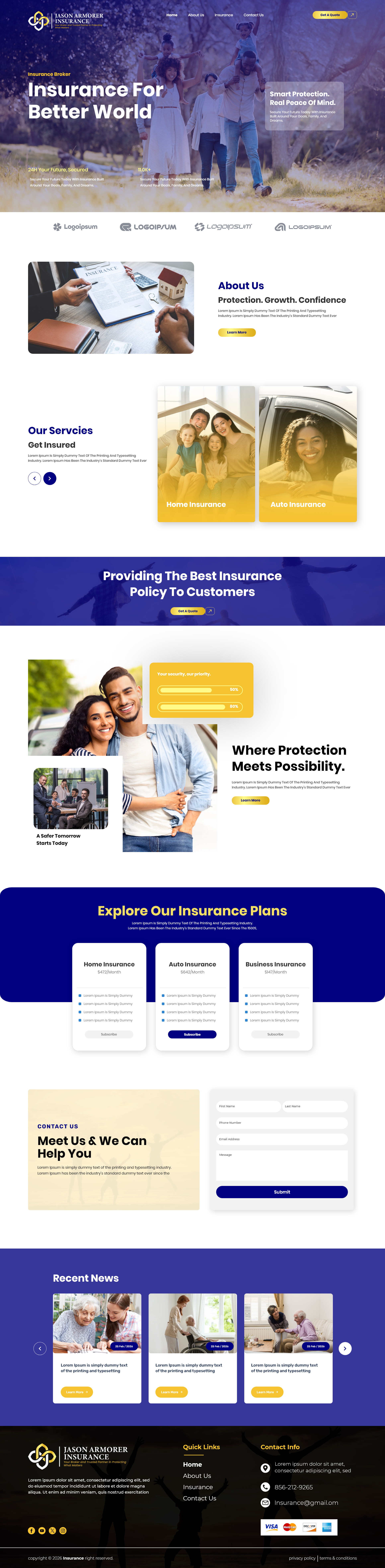 Insurance Website Landing Page Design Professional and Modern insurance website design landing page design website design