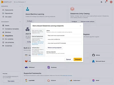 Bulk onboard modal databricks product design ui