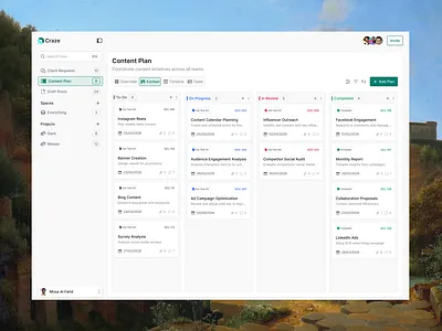 Kanban Management Project for Social Media Agency agency dashboard kanban ui