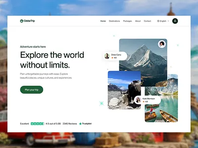 GlobeTrip Website Hero Exploration bookingplatform branding clean ui gen z aesthetic ui interaction landingpage minimal modernui product design productdesign traveldesign travelwebsite typogaphy ui uidesign uiux uiuxdesign webdesign
