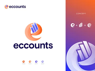 Letter E, Accounts, Finance logo, Fintech, Chart, Modern logo accounts bold brand guideline brand identity brand system branding chart finance logo fintech logo graphic design icon identity logo logo design logo wordmark logotype minimal modern symbol tech