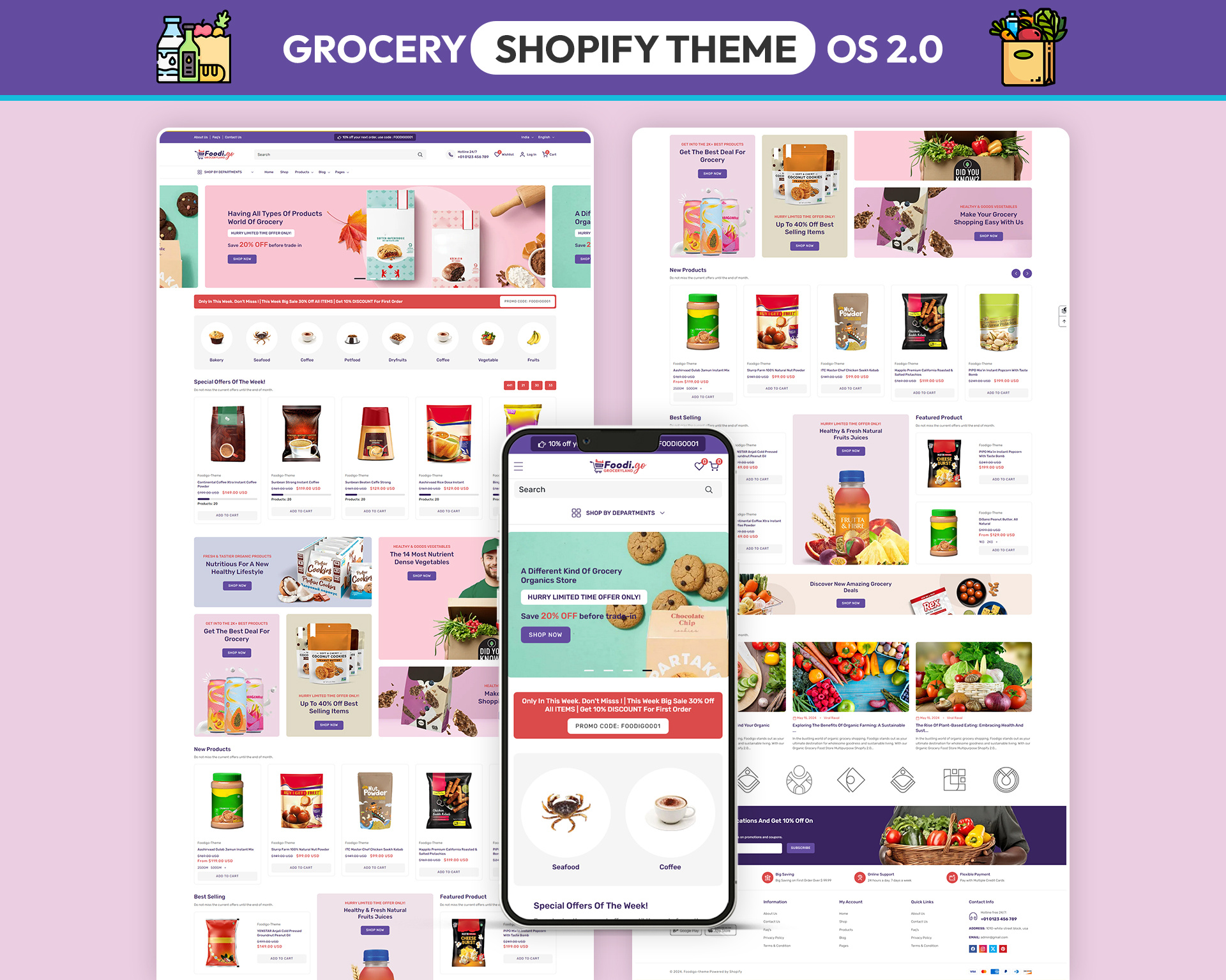 Foodigo – Organic Grocery & Fresh Produce Marketplace UI branding case study creative direction digital experience grocery ui interaction design layout mobile ui organic food portfolio product grid responsive retail ui. typography ui design user experience user interface ux design visual identity web design