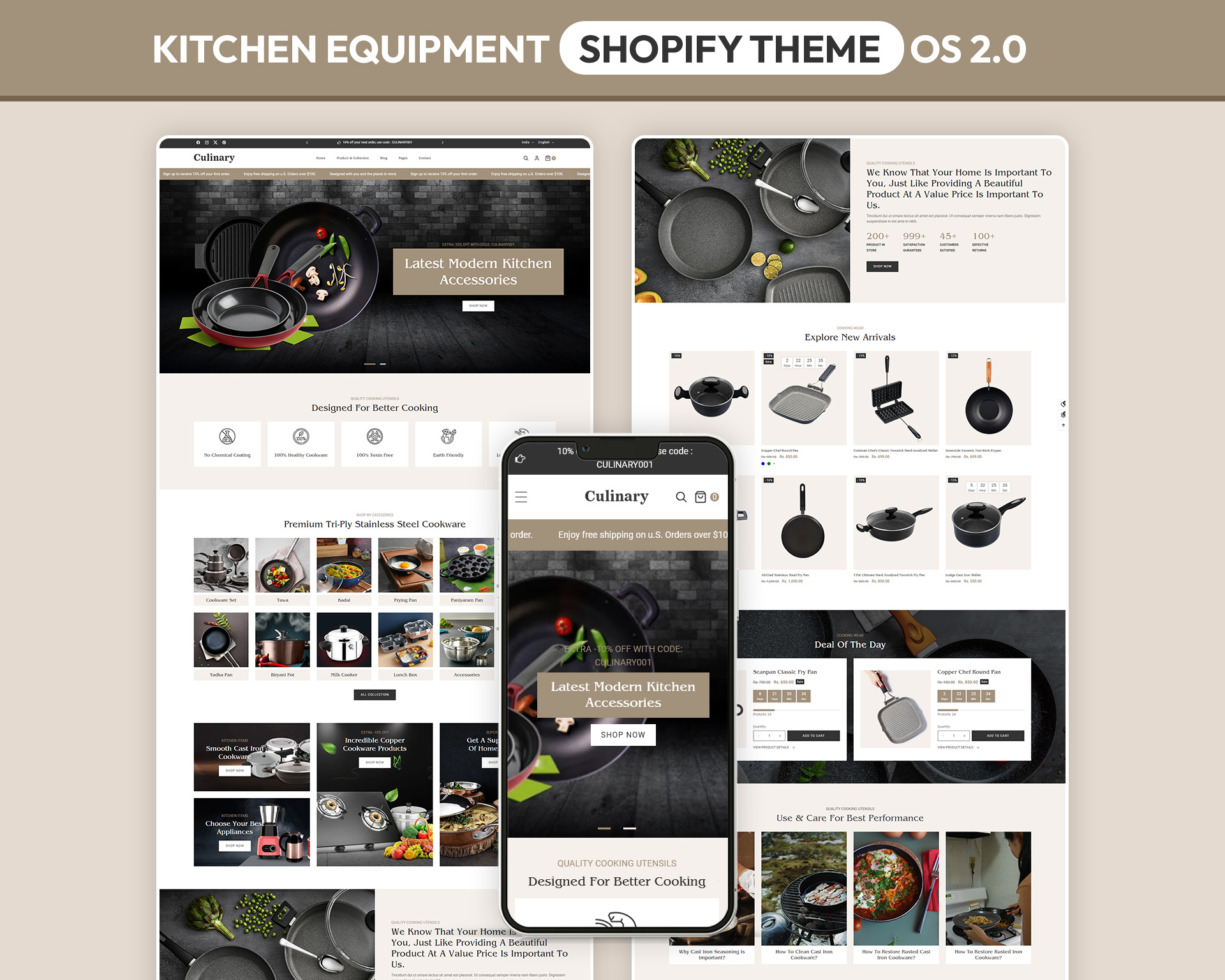 Culinary – Modern High-End Kitchenware & Cookware UI branding case study cookware design creative direction digital experience interaction design kitchenware ui layout mobile ui portfolio product grid responsive retail ui typography ui design user experience user interface ux design visual identity web design