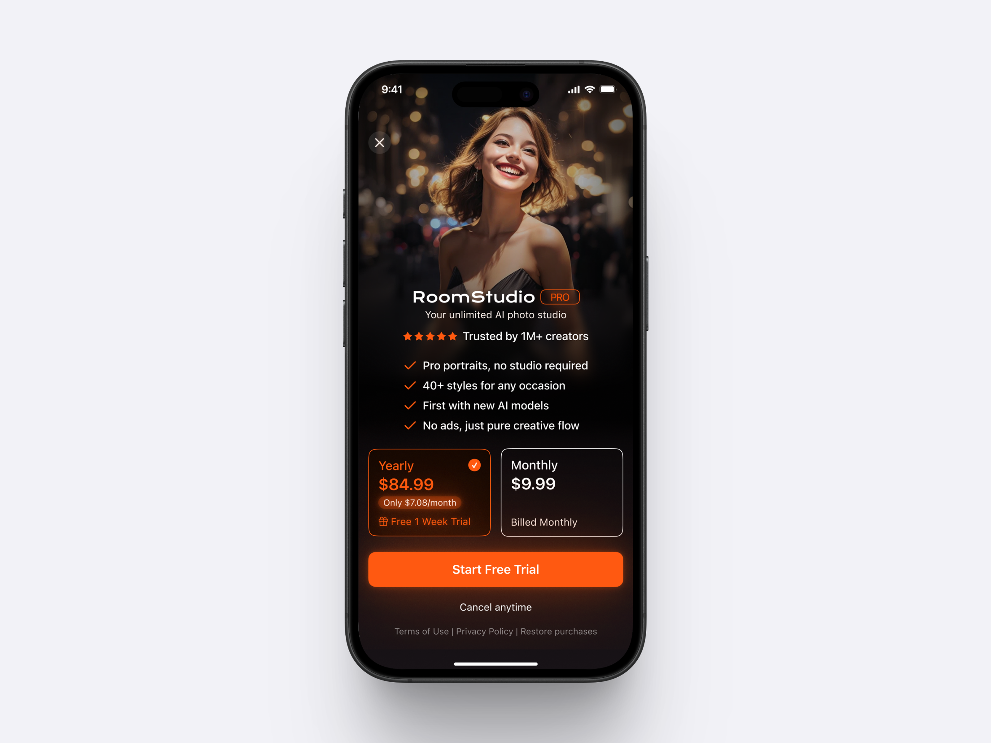 RoomStudio — iOS Paywall Design for AI Avatar App aiapp appdesign appstorescreens avatarapp conversiondesign designinspiration figma iosdesign iphonedesign mobiledesign mobileui paywall paywalldesign productdesign saasdesign startupdesign subscriptionapp subscriptionux uidesign uxdesign