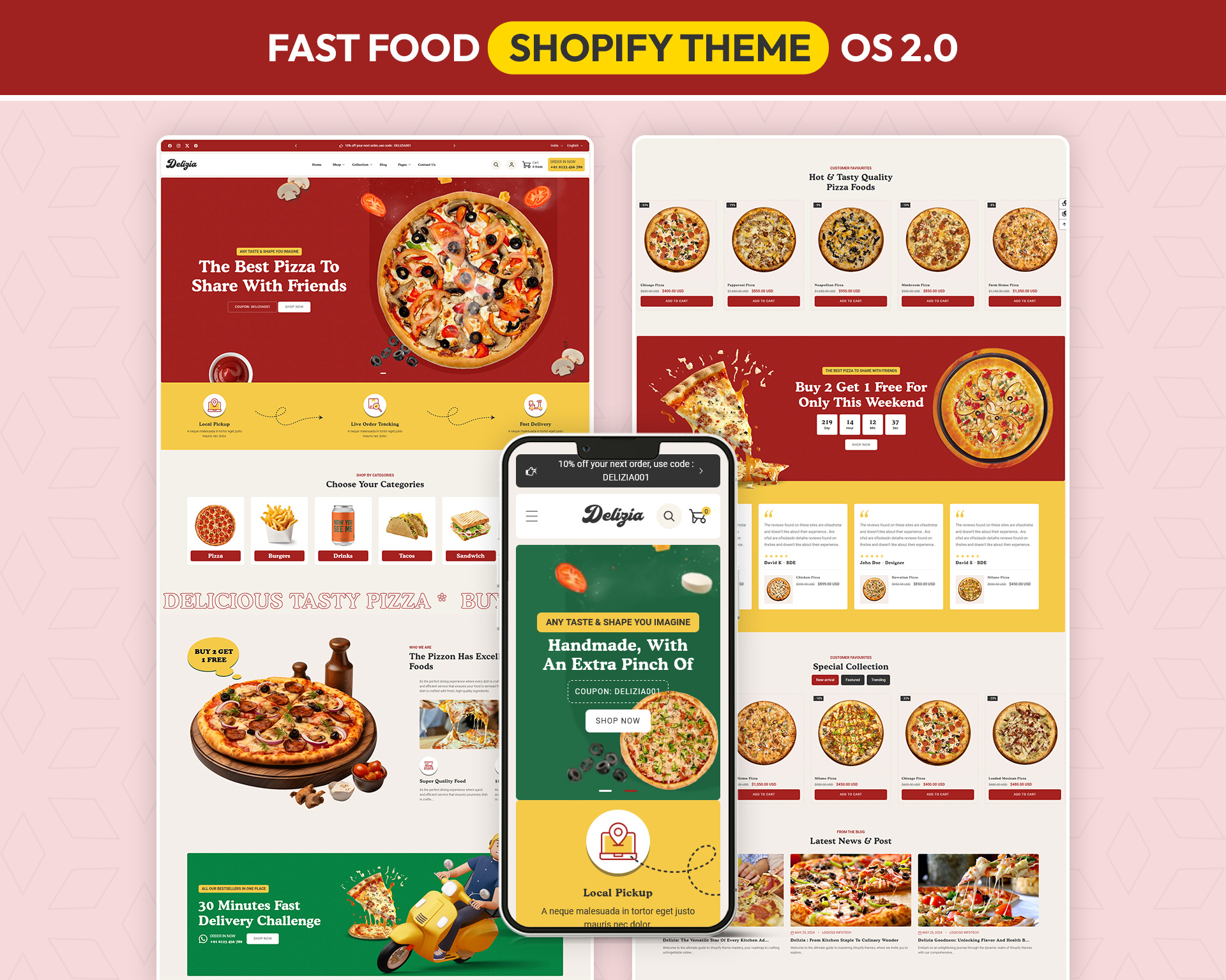 Delizia – Sensory-Driven Fast Food & Gourmet Pizza UI branding case study creative direction digital experience food ui interaction design layout mobile ui portfolio product grid responsive restaurant design retail ui typography ui design user experience user interface ux design visual identity web design