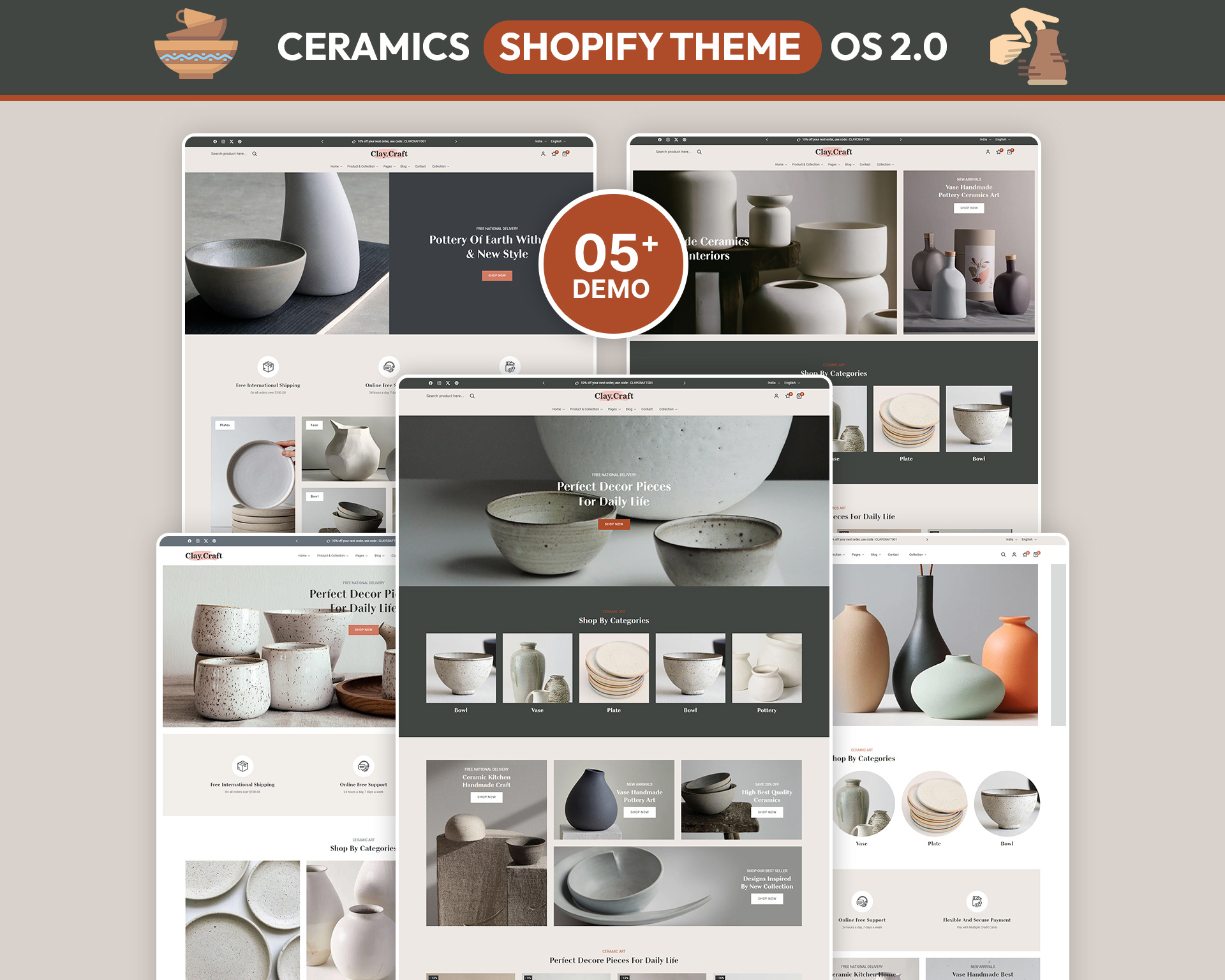 ClayCraft – Artisanal Ceramics & Handcrafted Decor UI branding case study ceramics ui creative direction digital experience home decor interaction design layout minimalist ui mobile ui portfolio product grid responsive typography ui design user experience user interface ux design visual identity web design