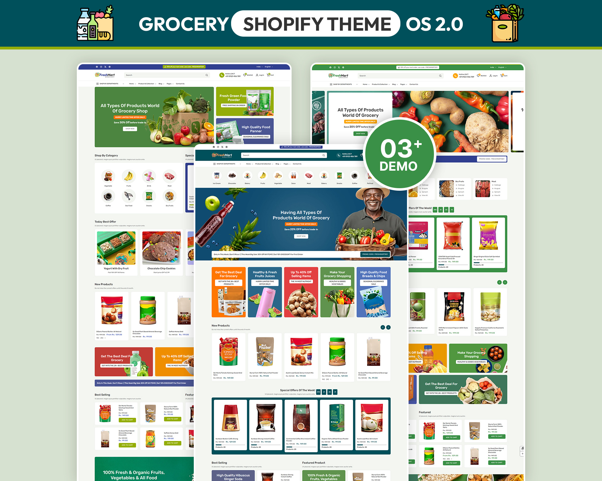FreshMart – Organic Grocery & Sustainable Produce Marketplace UI branding case study creative direction digital experience grocery ui interaction design layout mobile ui organic food portfolio product grid responsive retail ui. typography ui design user experience user interface ux design visual identity web design