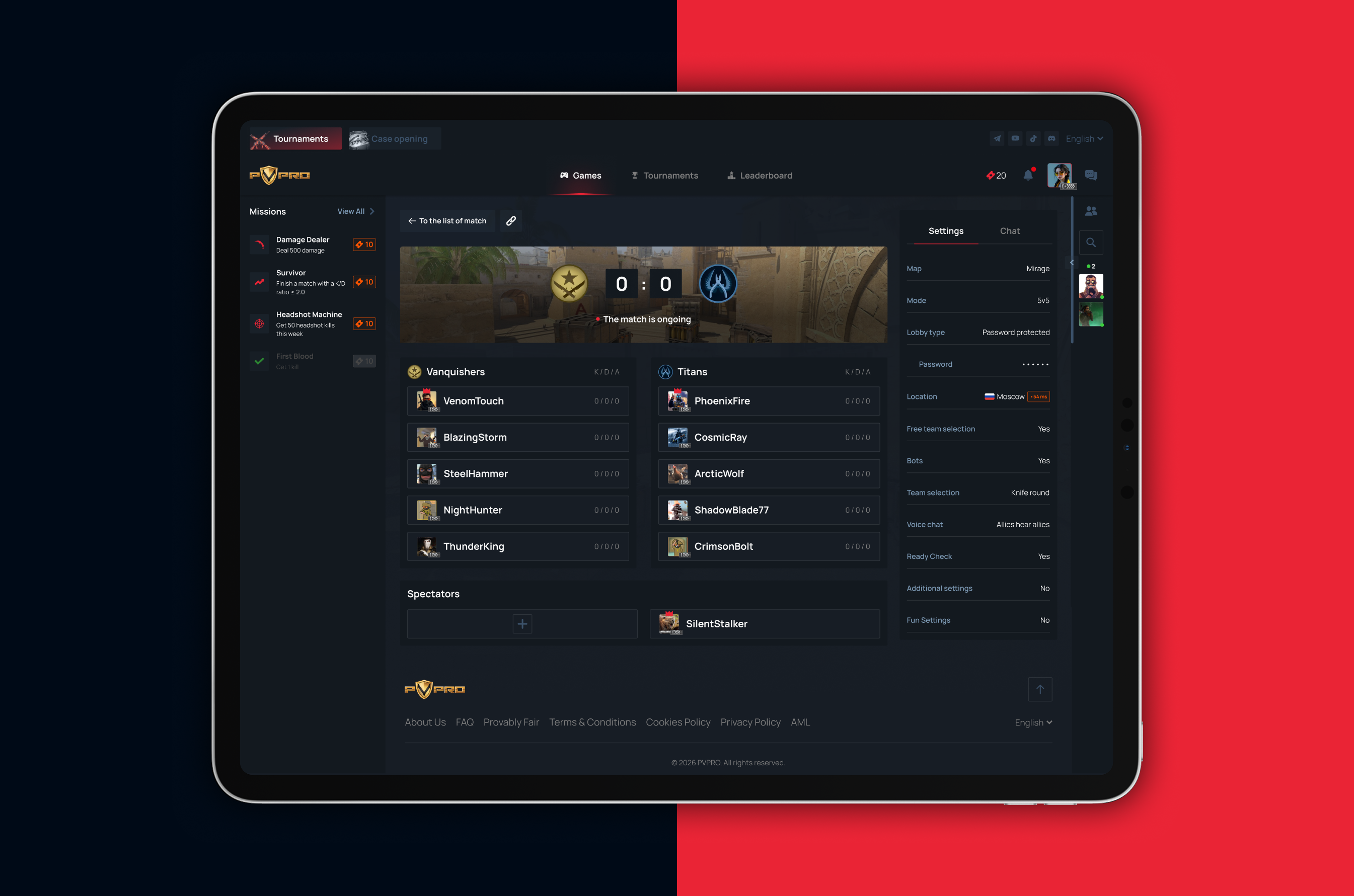 Example of Cs2 Competitive Platform UI