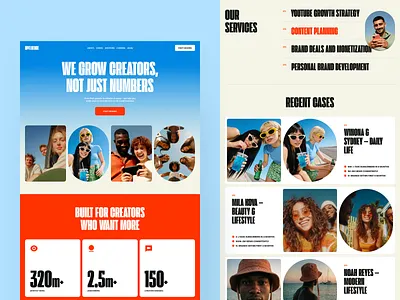 Landing Page: Services & Cases Section for Creator Platform design design studio landing landing page ui ux web design website website design