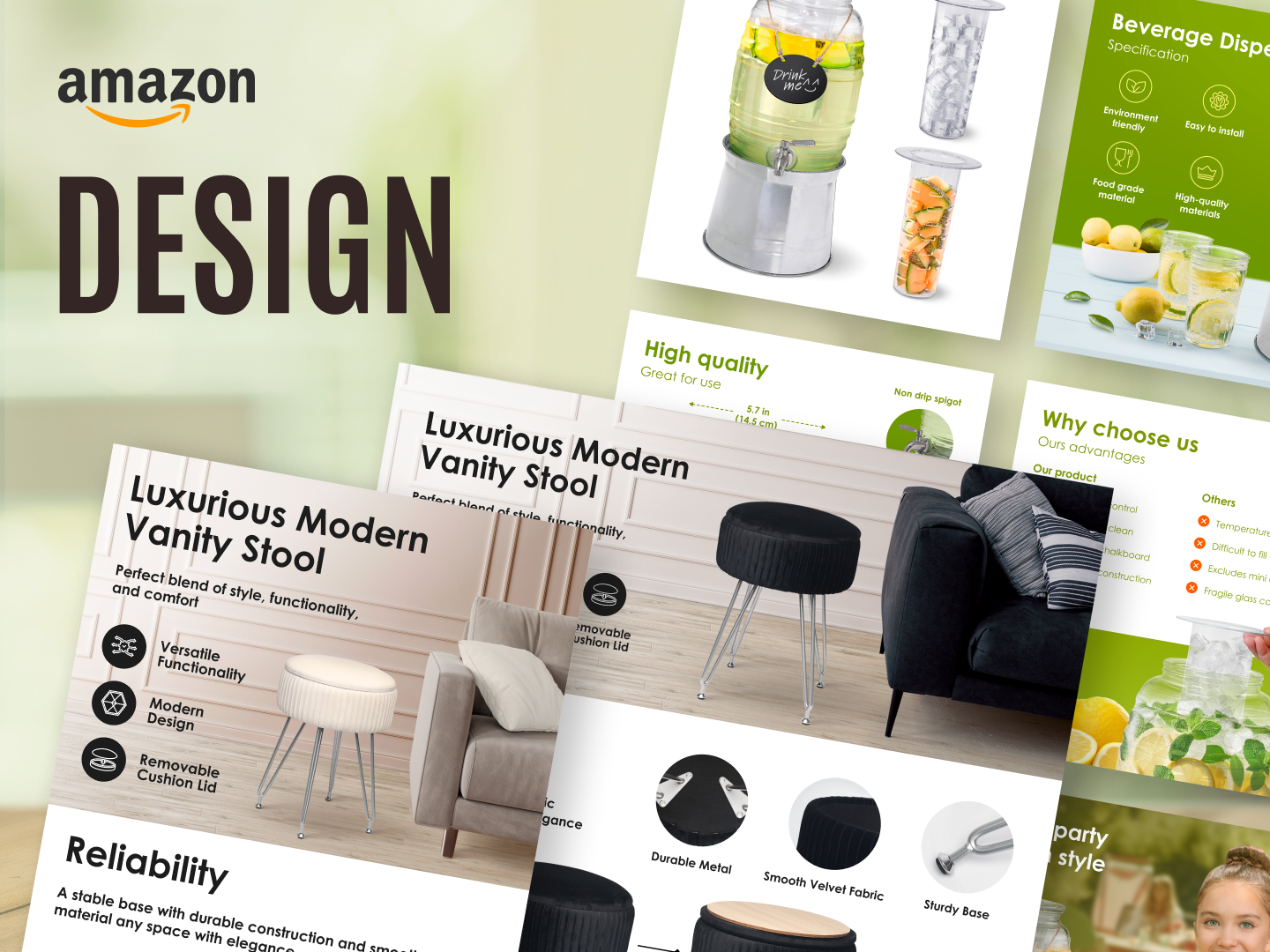 Amazon Visual Strategy—Ambient Home Decor a plus content amazon fba amazon storefront ambient lighting brand store brand story clean typography cohesive branding cozy aesthetic e commerce branding ecommerce design enhanced brand content graphic design home decor home goods interior design lifestyle photography listing optimization ui design visual identity