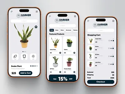 Harker Natural Garden - App Design app design graphic design minimal mobile ui ux
