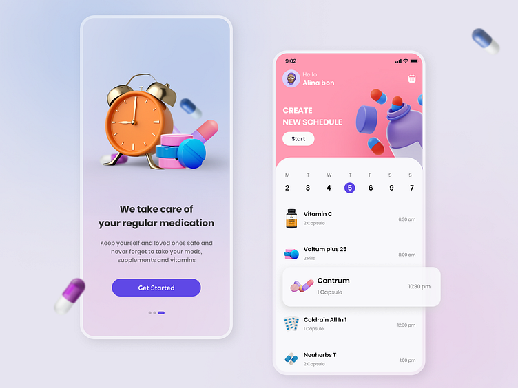 Medicine Reminder App by The Gray Bear on Dribbble