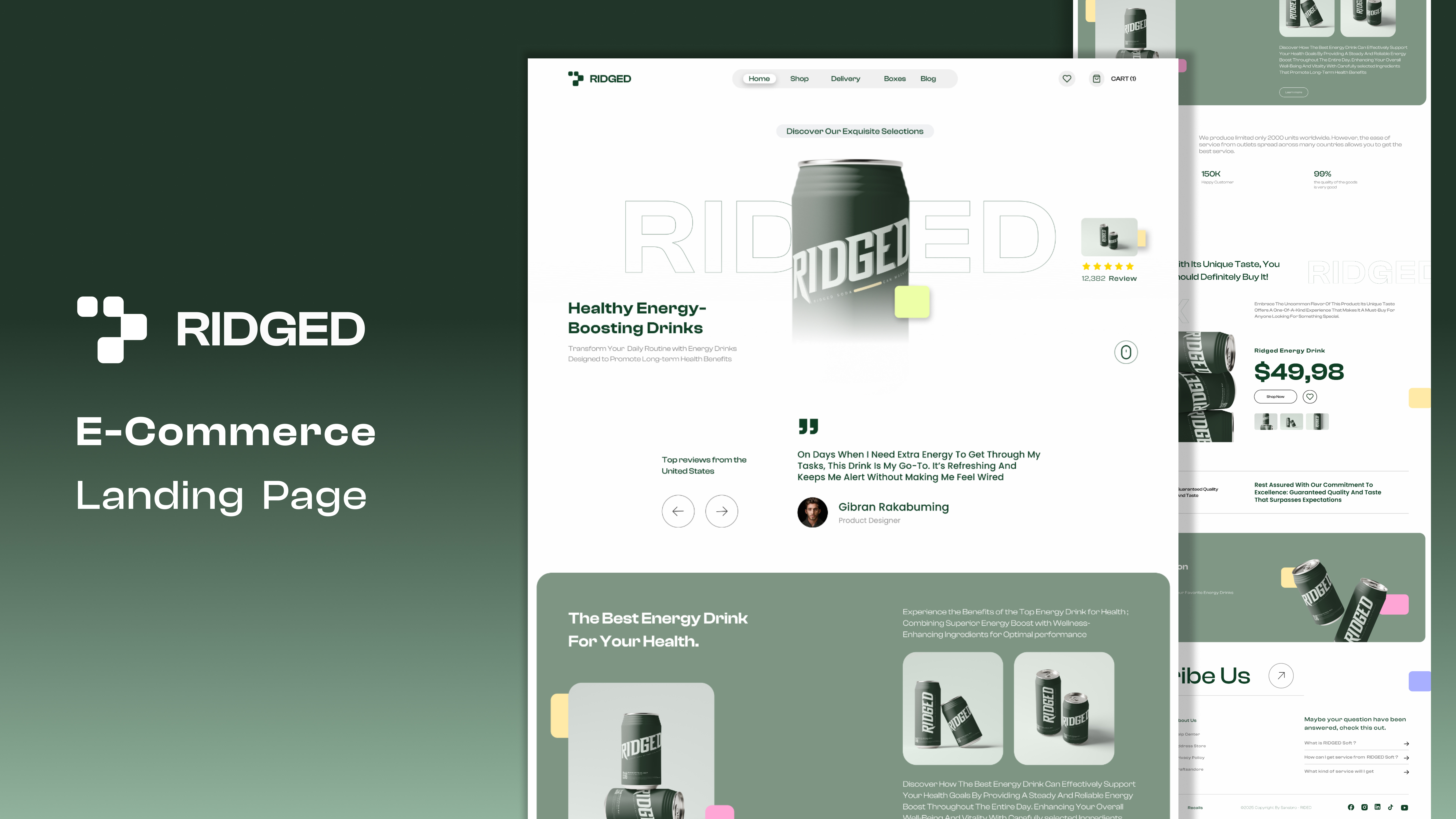 Ridged Energy Drink Landing Page Design animation app design app uiux design dashboard dashboard ui djedede landing landing page landing page design landing page ui low budget mobile app ui design ui uiux design web app web app design website design