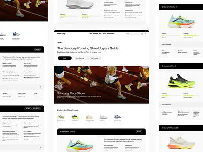 Saucony Running Shoe Buyer’s Guide athletic wear brand experience design system digital design eccommerce ecommerce design editorial design footwear interaction design landing page mobile design product design responsive design retail design sports branding ui design user experience user interface ux design web design
